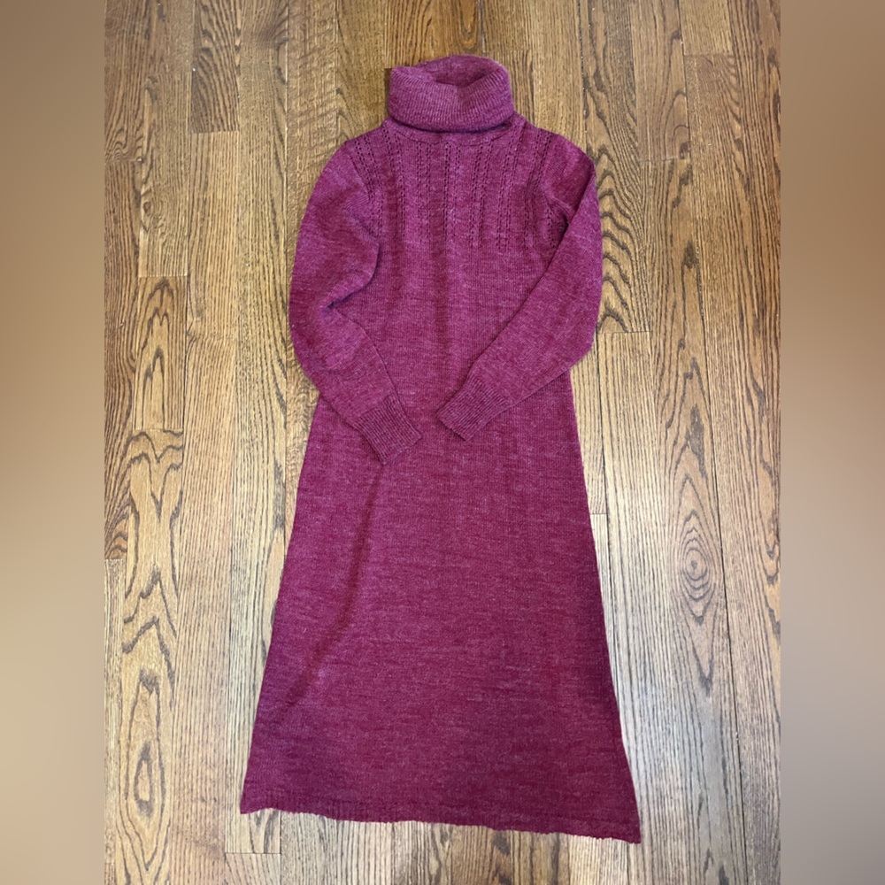 Full length knit turtleneck winter dress